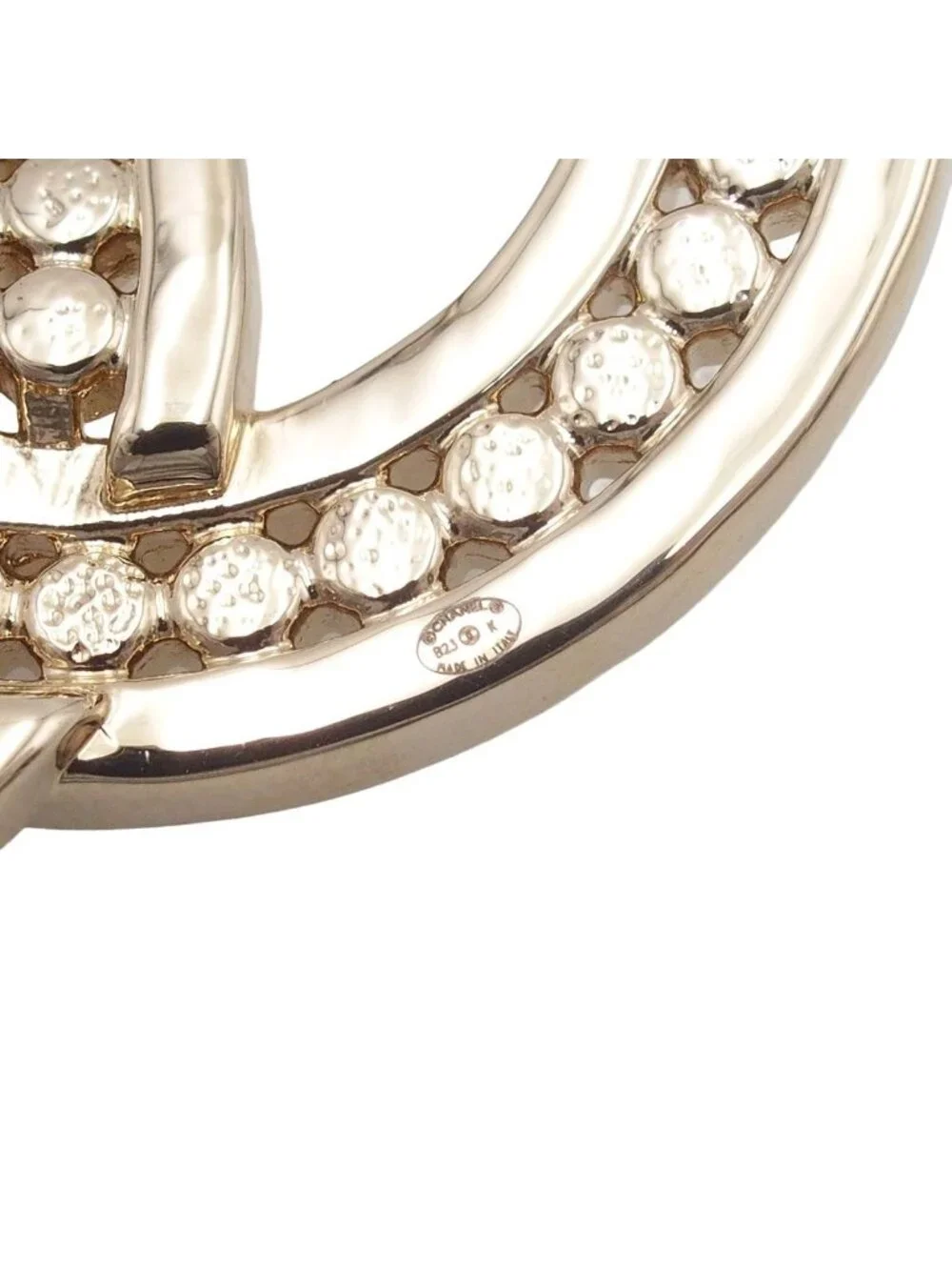 Chanel Brooch Light Gold Metal CC Logo Rhinestone Costume 23k